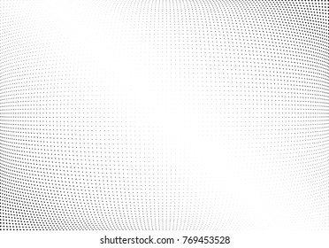 Abstract halftone wave dotted background. Futuristic twisted grunge pattern, dot, circles.  Vector modern optical pop art texture for posters, business cards, cover, labels mock-up, stickers layout