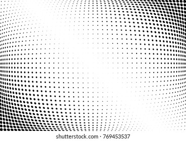 Abstract halftone wave dotted background. Futuristic twisted grunge pattern, dot, circles.  Vector modern optical pop art texture for posters, business cards, cover, labels mock-up, stickers layout