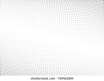 Abstract halftone wave dotted background. Futuristic twisted grunge pattern, dot, circles.  Vector modern optical pop art texture for posters, business cards, cover, labels mock-up, stickers layout