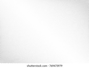 Abstract halftone wave dotted background. Futuristic twisted grunge pattern, dot, circles.  Vector modern optical pop art texture for posters, business cards, cover, labels mock-up, stickers layout