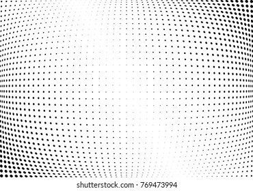 Abstract halftone wave dotted background. Futuristic twisted grunge pattern, dot, circles.  Vector modern optical pop art texture for posters, business cards, cover, labels mock-up, stickers layout