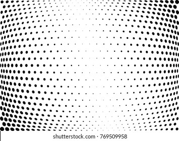 Abstract halftone wave dotted background. Futuristic twisted grunge pattern, dot, circles.  Vector modern optical pop art texture for posters, business cards, cover, labels mock-up, stickers layout
