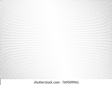 Abstract halftone wave dotted background. Futuristic twisted grunge pattern, dot, circles.  Vector modern optical pop art texture for posters, business cards, cover, labels mock-up, stickers layout