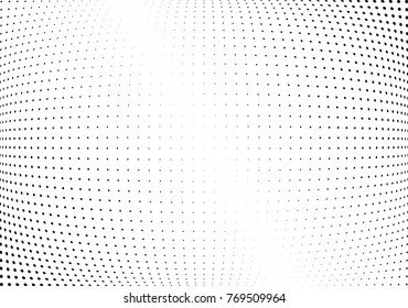 Abstract halftone wave dotted background. Futuristic twisted grunge pattern, dot, circles.  Vector modern optical pop art texture for posters, business cards, cover, labels mock-up, stickers layout