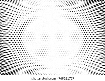 Abstract halftone wave dotted background. Futuristic twisted grunge pattern, dot, circles.  Vector modern optical pop art texture for posters, business cards, cover, labels mock-up, stickers layout
