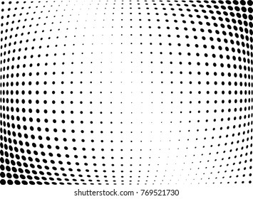 Abstract halftone wave dotted background. Futuristic twisted grunge pattern, dot, circles.  Vector modern optical pop art texture for posters, business cards, cover, labels mock-up, stickers layout