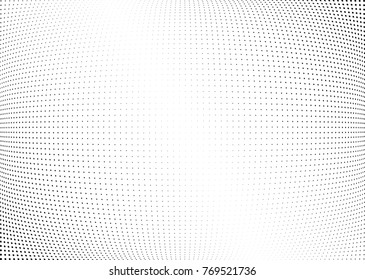 Abstract halftone wave dotted background. Futuristic twisted grunge pattern, dot, circles.  Vector modern optical pop art texture for posters, business cards, cover, labels mock-up, stickers layout