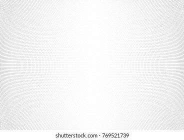 Abstract halftone wave dotted background. Futuristic twisted grunge pattern, dot, circles.  Vector modern optical pop art texture for posters, business cards, cover, labels mock-up, stickers layout