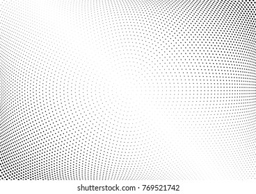 Abstract halftone wave dotted background. Futuristic twisted grunge pattern, dot, circles.  Vector modern optical pop art texture for posters, business cards, cover, labels mock-up, stickers layout