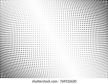 Abstract halftone wave dotted background. Futuristic twisted grunge pattern, dot, circles.  Vector modern optical pop art texture for posters, business cards, cover, labels mock-up, stickers layout