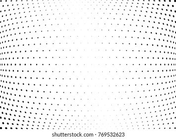 Abstract halftone wave dotted background. Futuristic twisted grunge pattern, dot, circles.  Vector modern optical pop art texture for posters, business cards, cover, labels mock-up, stickers layout