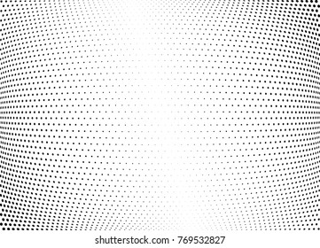Abstract halftone wave dotted background. Futuristic twisted grunge pattern, dot, circles.  Vector modern optical pop art texture for posters, business cards, cover, labels mock-up, stickers layout