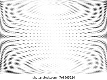 Abstract halftone wave dotted background. Futuristic twisted grunge pattern, dot, circles.  Vector modern optical pop art texture for posters, business cards, cover, labels mock-up, stickers layout