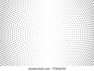 Abstract halftone wave dotted background. Futuristic twisted grunge pattern, dot, circles.  Vector modern optical pop art texture for posters, business cards, cover, labels mock-up, stickers layout