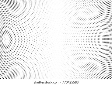 Abstract halftone wave dotted background. Futuristic twisted grunge pattern, dot, circles.  Vector modern optical pop art texture for posters, business cards, cover, labels mock-up, stickers layout