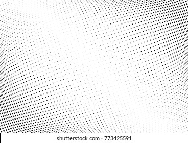 Abstract halftone wave dotted background. Futuristic twisted grunge pattern, dot, circles.  Vector modern optical pop art texture for posters, business cards, cover, labels mock-up, stickers layout