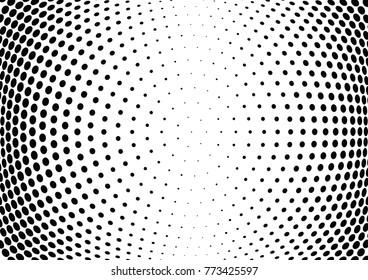 Abstract halftone wave dotted background. Futuristic twisted grunge pattern, dot, circles.  Vector modern optical pop art texture for posters, business cards, cover, labels mock-up, stickers layout