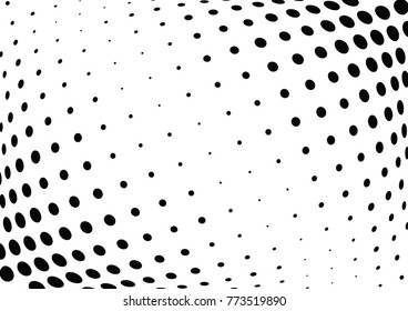 Abstract halftone wave dotted background. Futuristic twisted grunge pattern, dot, circles.  Vector modern optical pop art texture for posters, business cards, cover, labels mock-up, stickers layout