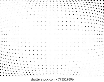 Abstract halftone wave dotted background. Futuristic twisted grunge pattern, dot, circles.  Vector modern optical pop art texture for posters, business cards, cover, labels mock-up, stickers layout