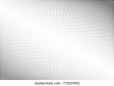 Abstract halftone wave dotted background. Futuristic twisted grunge pattern, dot, circles.  Vector modern optical pop art texture for posters, business cards, cover, labels mock-up, stickers layout
