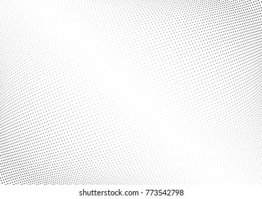 Abstract halftone wave dotted background. Futuristic twisted grunge pattern, dot, circles.  Vector modern optical pop art texture for posters, business cards, cover, labels mock-up, stickers layout