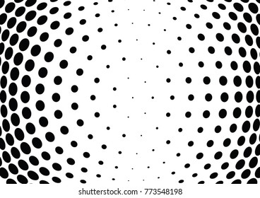 Abstract halftone wave dotted background. Futuristic twisted grunge pattern, dot, circles.  Vector modern optical pop art texture for posters, business cards, cover, labels mock-up, stickers layout