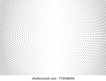 Abstract halftone wave dotted background. Futuristic twisted grunge pattern, dot, circles.  Vector modern optical pop art texture for posters, business cards, cover, labels mock-up, stickers layout