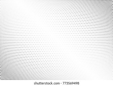 Abstract halftone wave dotted background. Futuristic twisted grunge pattern, dot, circles.  Vector modern optical pop art texture for posters, business cards, cover, labels mock-up, stickers layout