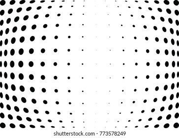 Abstract halftone wave dotted background. Futuristic twisted grunge pattern, dot, circles.  Vector modern optical pop art texture for posters, business cards, cover, labels mock-up, stickers layout