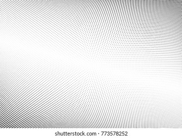 Abstract halftone wave dotted background. Futuristic twisted grunge pattern, dot, circles.  Vector modern optical pop art texture for posters, business cards, cover, labels mock-up, stickers layout