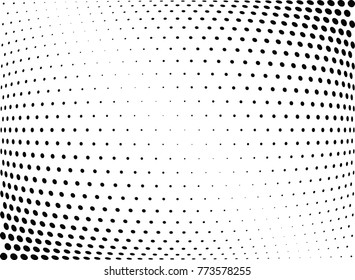 Abstract halftone wave dotted background. Futuristic twisted grunge pattern, dot, circles.  Vector modern optical pop art texture for posters, business cards, cover, labels mock-up, stickers layout