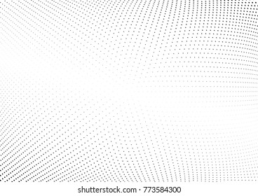 Abstract halftone wave dotted background. Futuristic twisted grunge pattern, dot, circles.  Vector modern optical pop art texture for posters, business cards, cover, labels mock-up, stickers layout