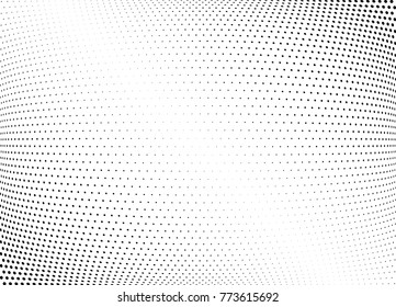 Abstract halftone wave dotted background. Futuristic twisted grunge pattern, dot, circles.  Vector modern optical pop art texture for posters, business cards, cover, labels mock-up, stickers layout
