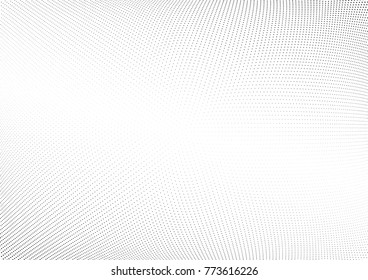 Abstract halftone wave dotted background. Futuristic twisted grunge pattern, dot, circles.  Vector modern optical pop art texture for posters, business cards, cover, labels mock-up, stickers layout