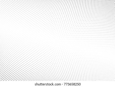 Abstract halftone wave dotted background. Futuristic twisted grunge pattern, dot, circles.  Vector modern optical pop art texture for posters, business cards, cover, labels mock-up, stickers layout