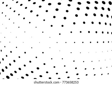 Abstract halftone wave dotted background. Futuristic twisted grunge pattern, dot, circles.  Vector modern optical pop art texture for posters, business cards, cover, labels mock-up, stickers layout