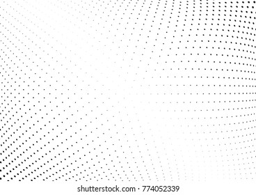 Abstract halftone wave dotted background. Futuristic twisted grunge pattern, dot, circles.  Vector modern optical pop art texture for posters, business cards, cover, labels mock-up, stickers layout