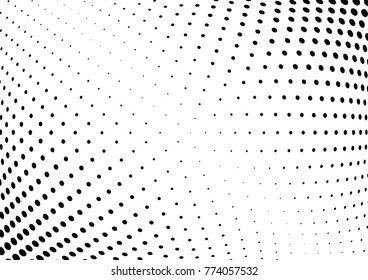 Abstract halftone wave dotted background. Futuristic twisted grunge pattern, dot, circles.  Vector modern optical pop art texture for posters, business cards, cover, labels mock-up, stickers layout