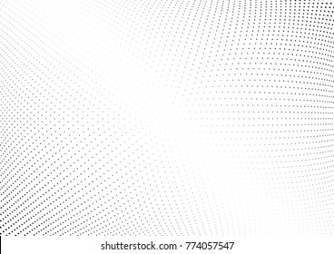 Abstract halftone wave dotted background. Futuristic twisted grunge pattern, dot, circles.  Vector modern optical pop art texture for posters, business cards, cover, labels mock-up, stickers layout