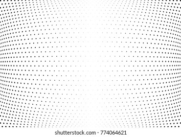 Abstract halftone wave dotted background. Futuristic twisted grunge pattern, dot, circles.  Vector modern optical pop art texture for posters, business cards, cover, labels mock-up, stickers layout