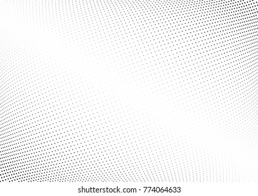 Abstract halftone wave dotted background. Futuristic twisted grunge pattern, dot, circles.  Vector modern optical pop art texture for posters, business cards, cover, labels mock-up, stickers layout