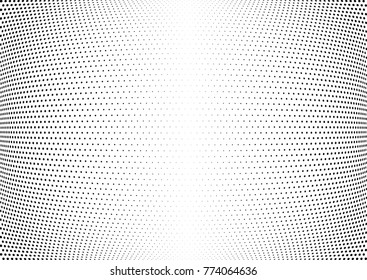 Abstract halftone wave dotted background. Futuristic twisted grunge pattern, dot, circles.  Vector modern optical pop art texture for posters, business cards, cover, labels mock-up, stickers layout