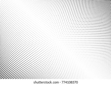Abstract halftone wave dotted background. Futuristic twisted grunge pattern, dot, circles.  Vector modern optical pop art texture for posters, business cards, cover, labels mock-up, stickers layout