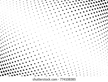 Abstract halftone wave dotted background. Futuristic twisted grunge pattern, dot, circles.  Vector modern optical pop art texture for posters, business cards, cover, labels mock-up, stickers layout