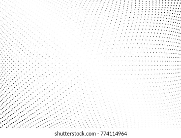 Abstract halftone wave dotted background. Futuristic twisted grunge pattern, dot, circles.  Vector modern optical pop art texture for posters, business cards, cover, labels mock-up, stickers layout
