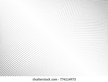 Abstract halftone wave dotted background. Futuristic twisted grunge pattern, dot, circles.  Vector modern optical pop art texture for posters, business cards, cover, labels mock-up, stickers layout