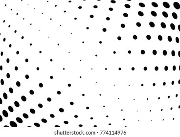 Abstract halftone wave dotted background. Futuristic twisted grunge pattern, dot, circles.  Vector modern optical pop art texture for posters, business cards, cover, labels mock-up, stickers layout