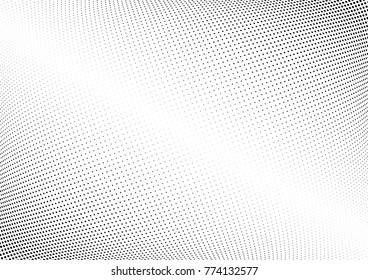Abstract halftone wave dotted background. Futuristic twisted grunge pattern, dot, circles.  Vector modern optical pop art texture for posters, business cards, cover, labels mock-up, stickers layout