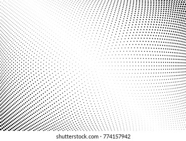 Abstract halftone wave dotted background. Futuristic twisted grunge pattern, dot, circles.  Vector modern optical pop art texture for posters, business cards, cover, labels mock-up, stickers layout