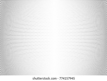 Abstract halftone wave dotted background. Futuristic twisted grunge pattern, dot, circles.  Vector modern optical pop art texture for posters, business cards, cover, labels mock-up, stickers layout